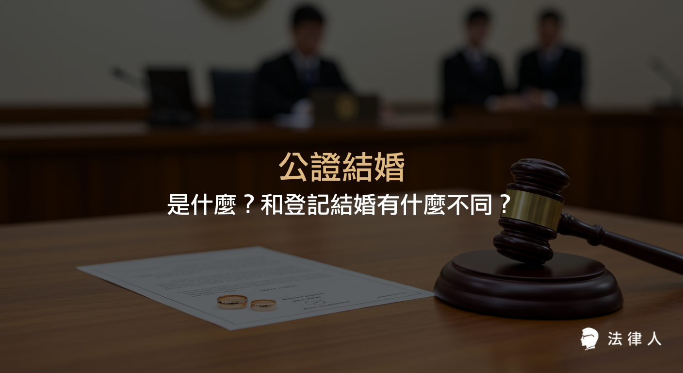 公證結婚的定義、流程、所需文件與登記結婚的差異，說明公證結婚僅具紀念性質，無法律效力，並強調完成登記結婚才具法律效力的重點整理。