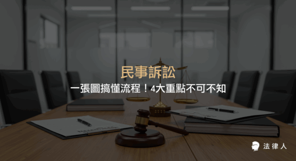 民事訴訟的完整流程說明，包含起訴、調解、審理、判決及上訴等階段，並整理民事訴訟的審級分類、強制調解規定，以及原告須先墊付裁判費、訴訟要件審查、舉證責任等4大重點。