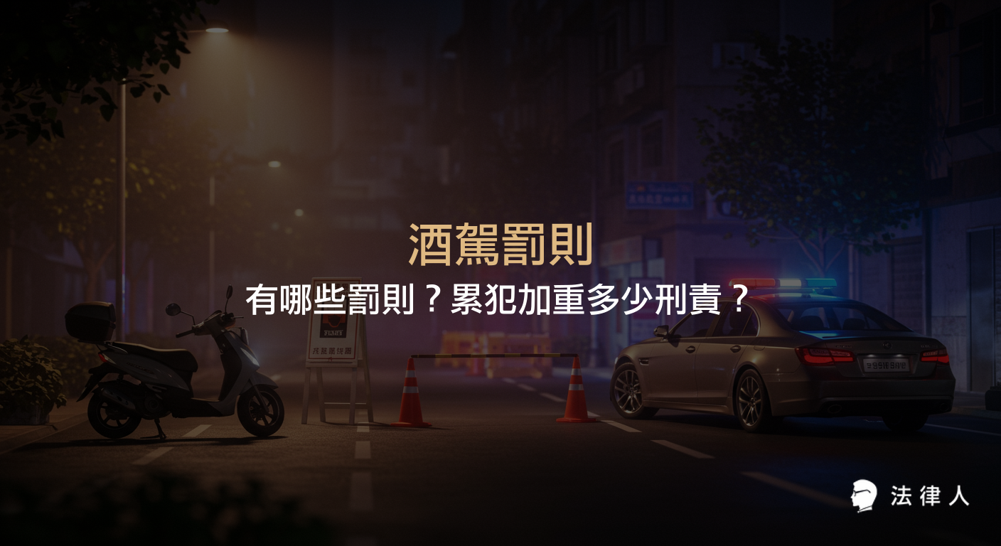酒駕罰則包含刑事與行政責任，說明酒駕的定義、刑罰與行政罰內容、累犯加重處罰、拒測處罰及2022年新制重點，協助讀者快速掌握現行酒駕相關法律規定。