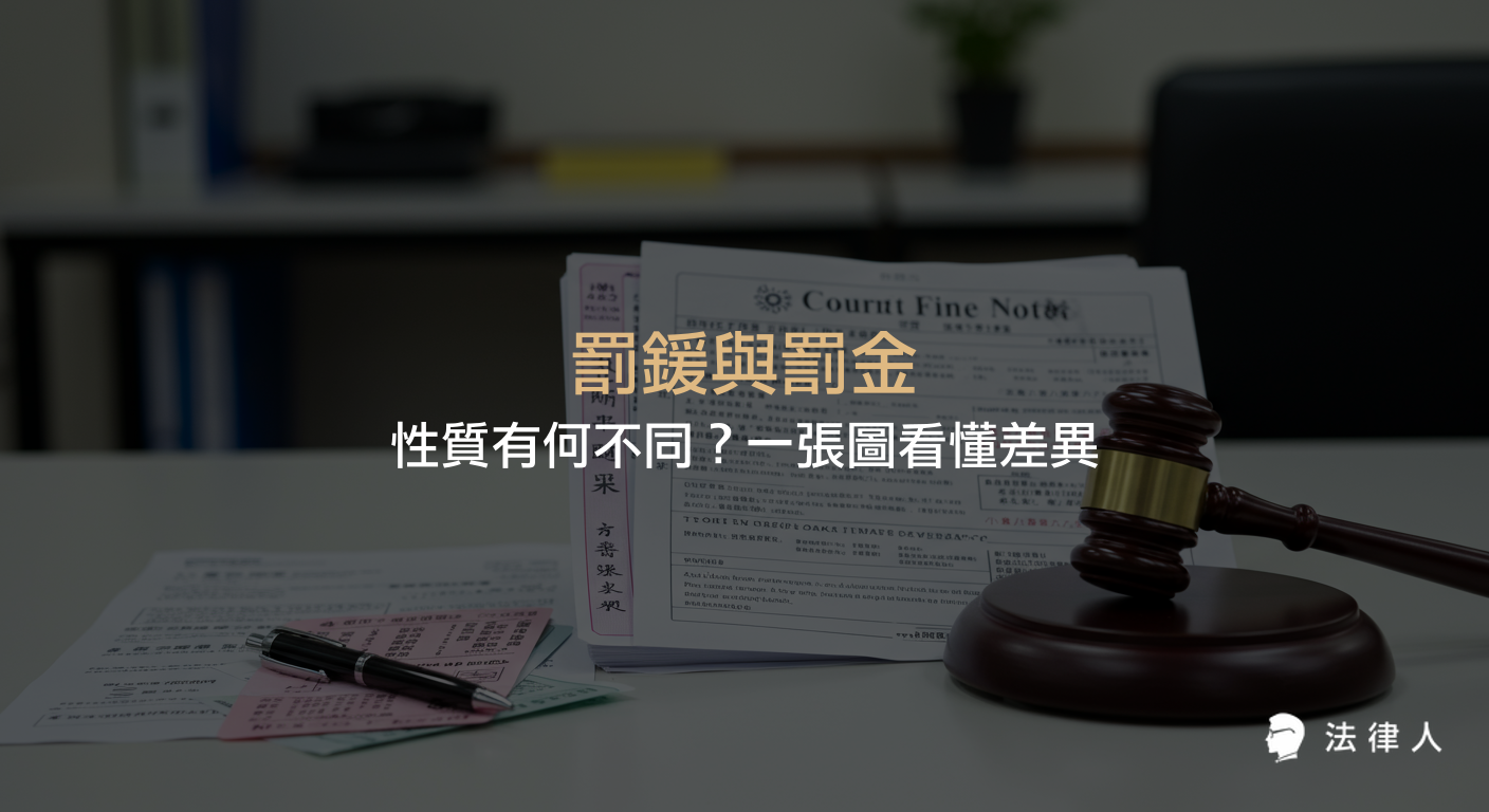 說明罰鍰與罰金的法律性質差異，包含罰鍰屬於行政法處罰、罰金屬於刑罰，並比較兩者在適用情境、是否留下前科等核心重點。