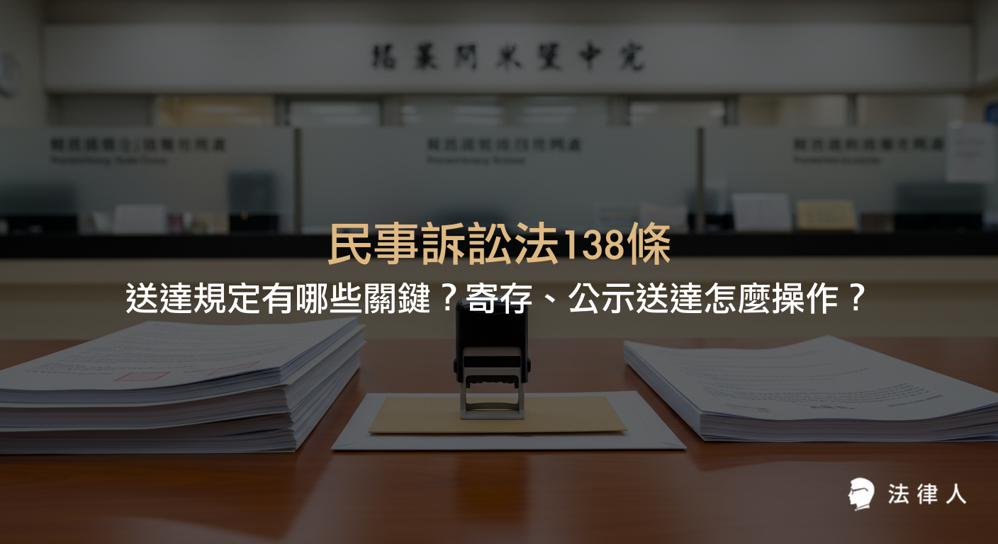 民事訴訟法138條的送達規定，包括寄存送達的定義、操作流程、時效規定、公示送達條件，以及與行政程序法在送達時效、保存期限和公告方式上的差異，並透過實務案例解析如何正確運用民事訴訟法138條保障法律程序公正。